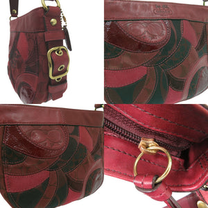 美品 コーチ パッチワーク ハンドバッグ レザー レッド 0512【中古】COACH