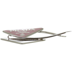 新品同様 プラダ ヘアクリップ トライアングル ロゴ 1IF051 2BA6 F0E18 00 メタル alabastro シルバー その他アクセサリー 0513【中古】PRADA