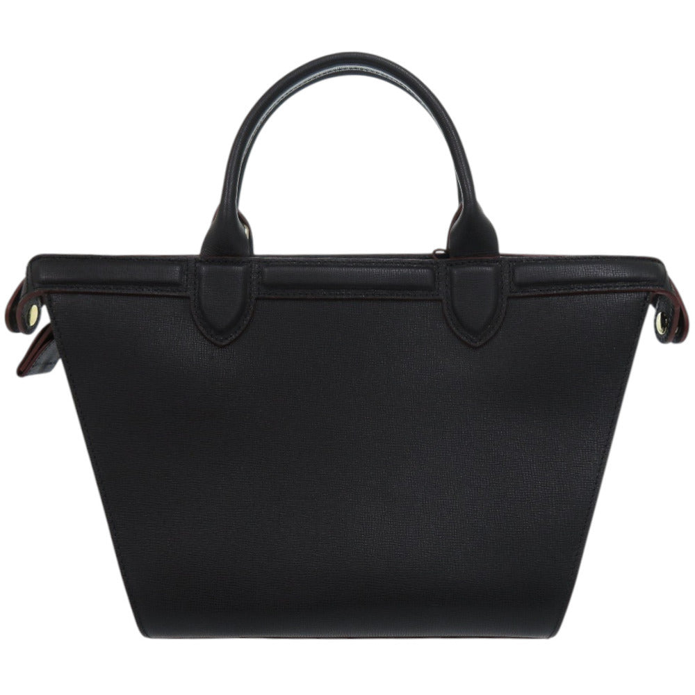 新品同様 ロンシャン ル プリアージュ エリタージュ レオパード レザー ブラック 黒 ハンドバッグ 0515【中古】Longchamp