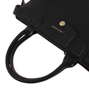 新品同様 ロンシャン ル プリアージュ エリタージュ レオパード レザー ブラック 黒 ハンドバッグ 0515【中古】Longchamp