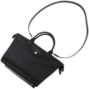 新品同様 ロンシャン ル プリアージュ エリタージュ レオパード レザー ブラック 黒 ハンドバッグ 0515【中古】Longchamp
