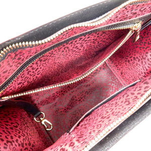 新品同様 ロンシャン ル プリアージュ エリタージュ レオパード レザー ブラック 黒 ハンドバッグ 0515【中古】Longchamp