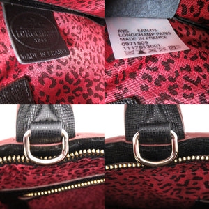 新品同様 ロンシャン ル プリアージュ エリタージュ レオパード レザー ブラック 黒 ハンドバッグ 0515【中古】Longchamp