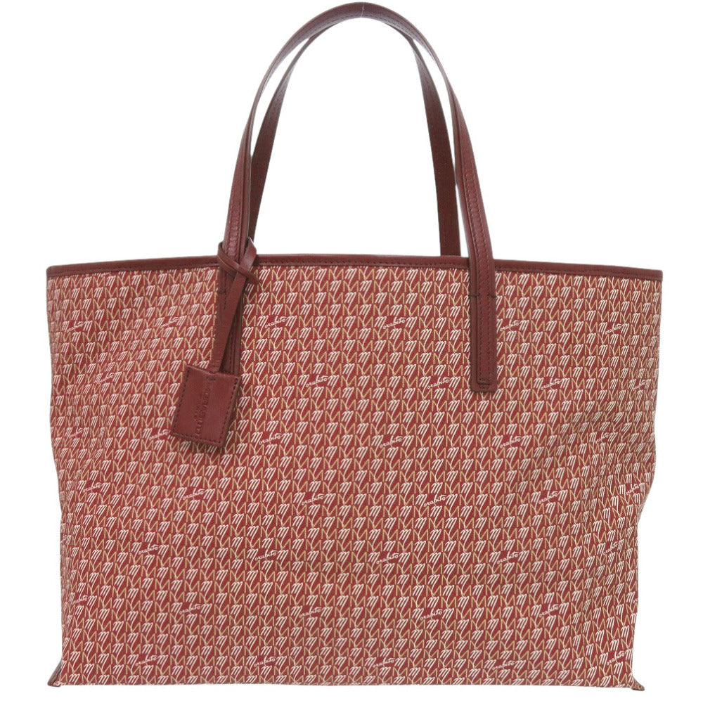 美品 モラビト オートグラフ トートGM コットン/カーフレザー レッド トートバッグ 赤 0516【中古】MORABITO