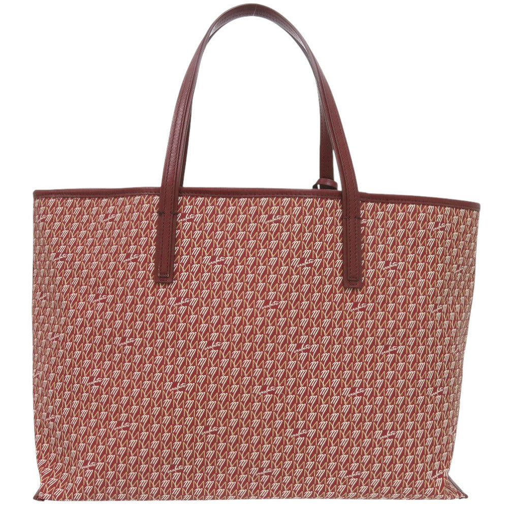 美品 モラビト オートグラフ トートGM コットン/カーフレザー レッド トートバッグ 赤 0516【中古】MORABITO