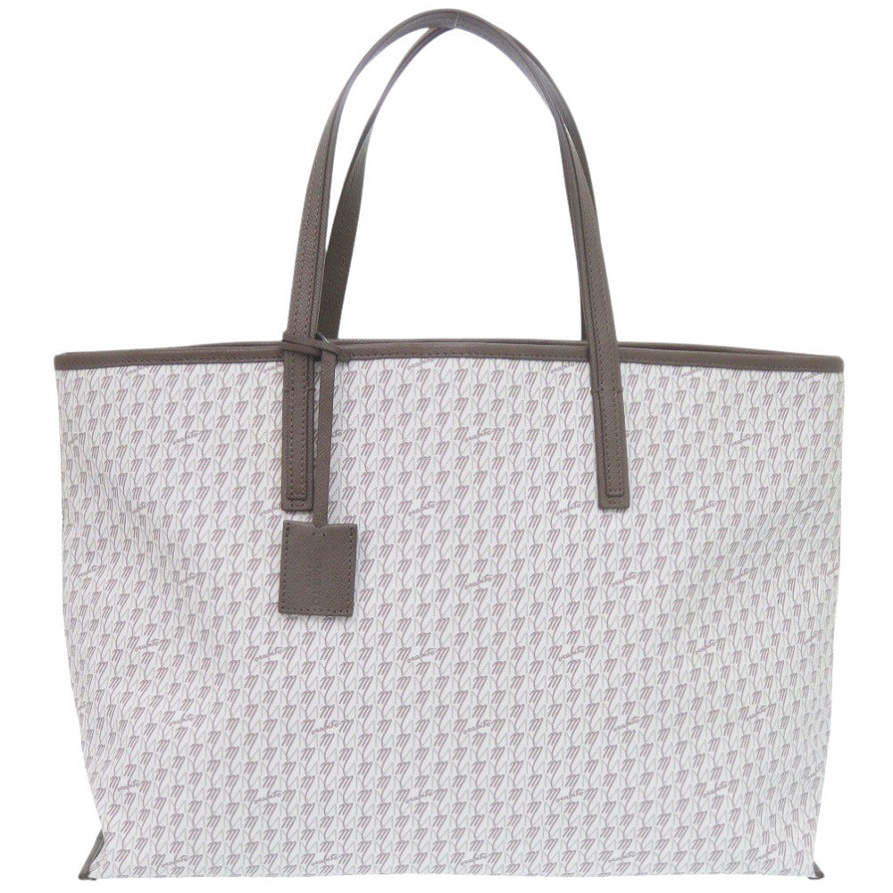 新品同様 モラビト オートグラフ トートGM コットン/カーフレザー ホワイト トートバッグ 白 0517【中古】MORABITO