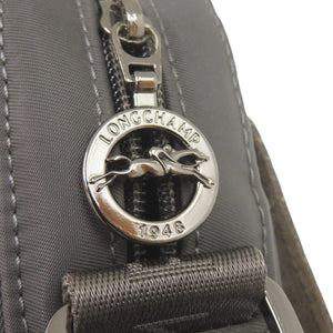 美品 ロンシャン ナイロン/型押しレザー グレー系 ショルダーバッグ 0538【中古】Longchamp