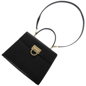 美品 サルヴァトーレフェラガモ ガンチーニ AF-21 0290 レザー ブラック 黒 ハンドバッグ 0541【中古】Salvatore Ferragamo