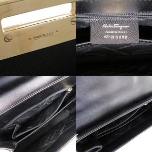美品 サルヴァトーレフェラガモ ガンチーニ AF-21 0290 レザー ブラック 黒 ハンドバッグ 0541【中古】Salvatore Ferragamo