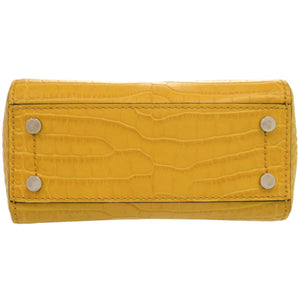 美品 ジミーチュウ 2WAY ヴァレンヌ クロコ型押し パテントレザー イエロー 黄 ハンドバッグ 0542【中古】JIMMY CHOO