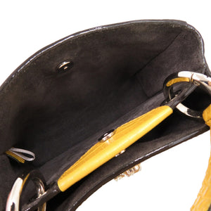 美品 ジミーチュウ 2WAY ヴァレンヌ クロコ型押し パテントレザー イエロー 黄 ハンドバッグ 0542【中古】JIMMY CHOO