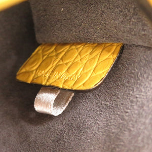 美品 ジミーチュウ 2WAY ヴァレンヌ クロコ型押し パテントレザー イエロー 黄 ハンドバッグ 0542【中古】JIMMY CHOO