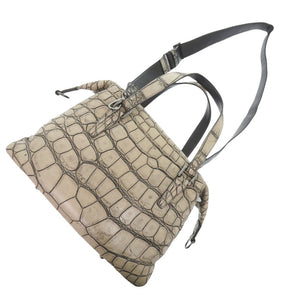 美品 ファルディ 2WAY JRA マットクロコ ベージュ ボストンバッグ ハンドバッグ 0543【中古】FURDI