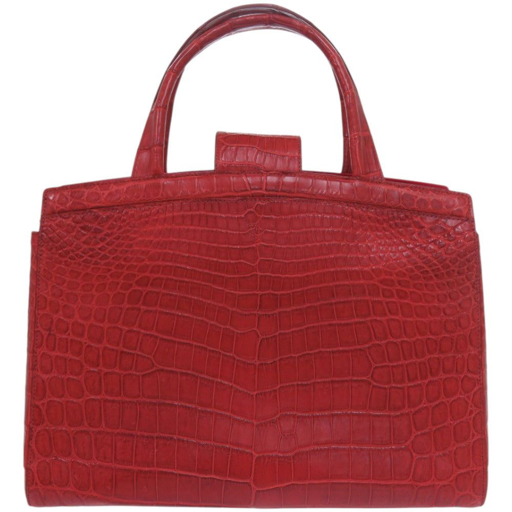 美品 ノーブランド 259570 マットクロコ レッド 赤 トートバッグ 0546【中古】no brand