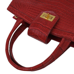 美品 ノーブランド 259570 マットクロコ レッド 赤 トートバッグ 0546【中古】no brand