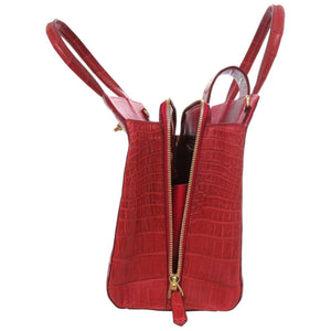 美品 ノーブランド 259570 マットクロコ レッド 赤 トートバッグ 0546【中古】no brand