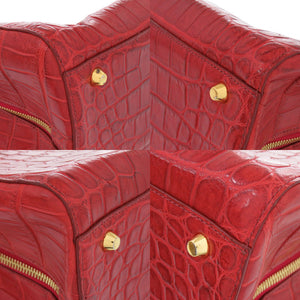 美品 ノーブランド 259570 マットクロコ レッド 赤 トートバッグ 0546【中古】no brand