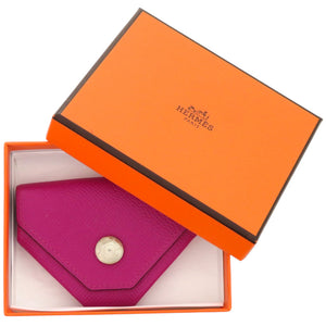 美品 エルメス ヴァンキャトル ヴォーエプソン ローズパープル A刻印 紫 コインケース 財布 0574【中古】HERMES