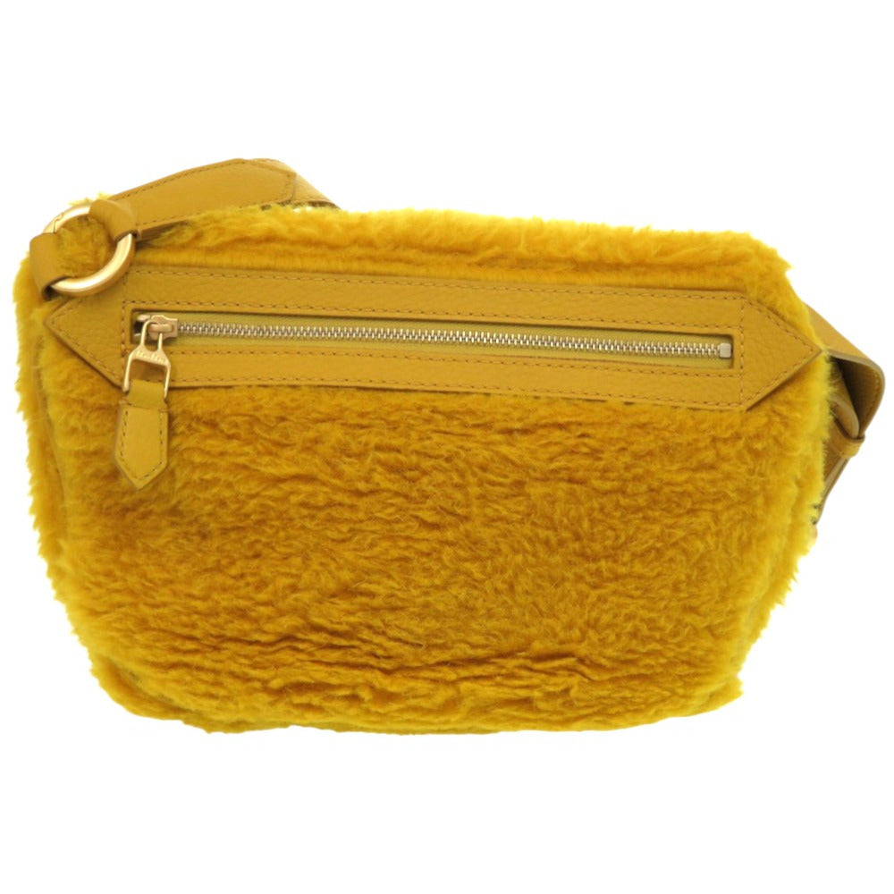 新品同様 マックスマーラ BANANE テディ 451614246 ポリエステル アルパカ イエロー 黄 ショルダーバッグ 0581【中古】MAX MARA