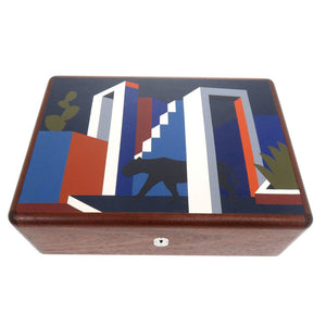 未使用 エルメス コフレ カザック メキシコ庭園のフェラン エバーカラー ヴォーエプソン マホガニーウッド ブルーデマルテ ブラウン 時計ボックス 0591【中古】HERMES