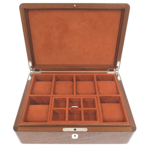 未使用 エルメス コフレ カザック メキシコ庭園のフェラン エバーカラー ヴォーエプソン マホガニーウッド ブルーデマルテ ブラウン 時計ボックス 0591【中古】HERMES