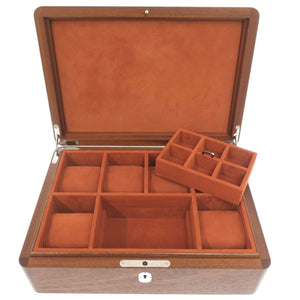 未使用 エルメス コフレ カザック メキシコ庭園のフェラン エバーカラー ヴォーエプソン マホガニーウッド ブルーデマルテ ブラウン 時計ボックス 0591【中古】HERMES