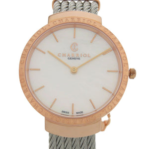 未使用 シャリオール サントロペ SS ホワイトシェル 白文字盤 ピンクゴールド クオーツ 腕時計 0595【中古】CHARRIOL