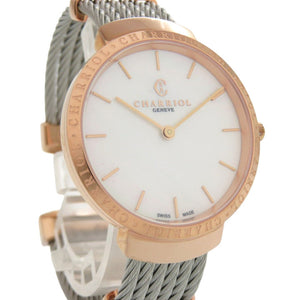 未使用 シャリオール サントロペ SS ホワイトシェル 白文字盤 ピンクゴールド クオーツ 腕時計 0595【中古】CHARRIOL