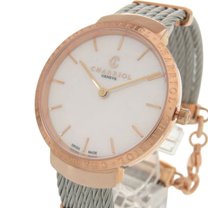 未使用 シャリオール サントロペ SS ホワイトシェル 白文字盤 ピンクゴールド クオーツ 腕時計 0595【中古】CHARRIOL