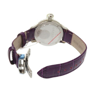 未使用 シャリオール コロンブス 12Pダイヤ CO36QS.369.003 SS 型押しレザー パープル 紫文字盤 クオーツ 腕時計 0596【中古】CHARRIOL
