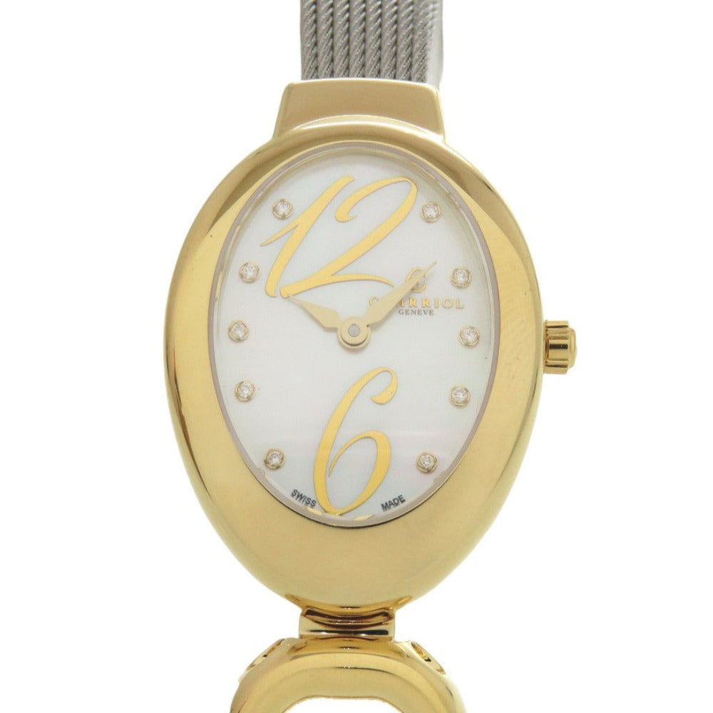 未使用 シャリオール マリーオルガ 10Pダイヤ MOY.570.002 SS ホワイトシェル 白文字盤 クオーツ 腕時計 0599【中古】CHARRIOL