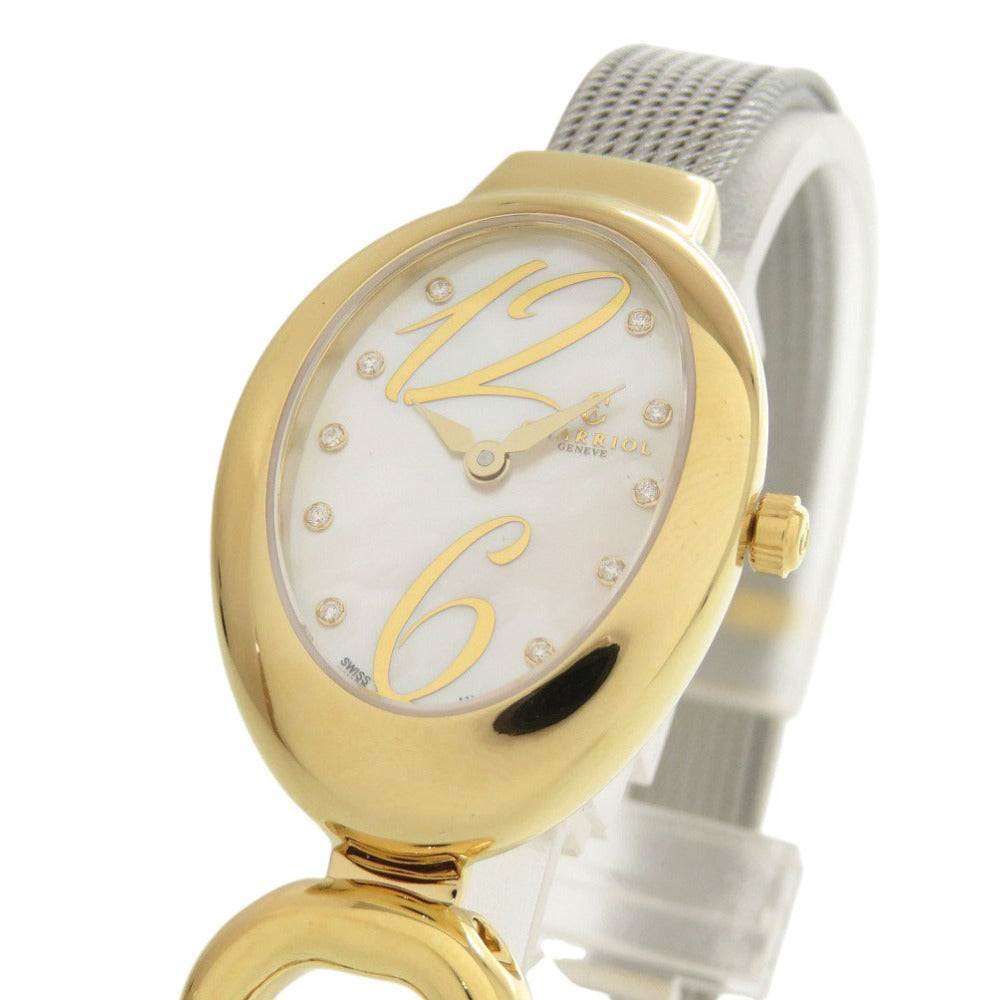 未使用 シャリオール マリーオルガ 10Pダイヤ MOY.570.002 SS ホワイトシェル 白文字盤 クオーツ 腕時計 0599【中古】CHARRIOL