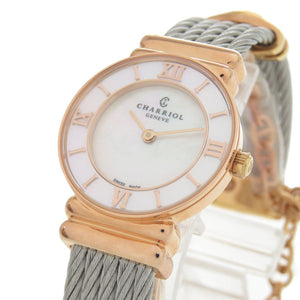 未使用 シャリオール サントロペ 028PI.540.556 SS ホワイトシェル ピンクゴールド 白文字盤 クオーツ 腕時計 0600【中古】CHARRIOL