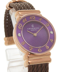 未使用 シャリオール サントロペ 028PAD4.543.566 SS パープル ピンクゴールド クオーツ 腕時計 0601【中古】CHARRIOL