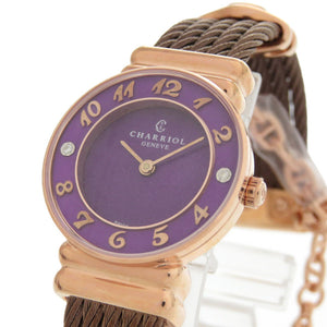未使用 シャリオール サントロペ 028PAD4.543.566 SS パープル ピンクゴールド クオーツ 腕時計 0601【中古】CHARRIOL