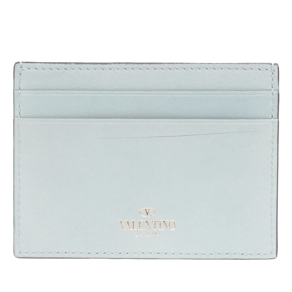 ヴァレンティノ ガラヴァーニ ロックスタッズ レザー ブルー カードケース 0604【中古】Valentino Garavani