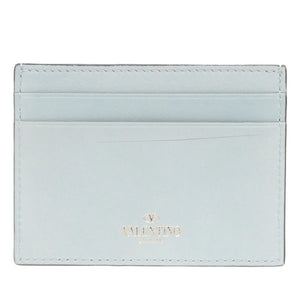 ヴァレンティノ ガラヴァーニ ロックスタッズ レザー ブルー カードケース 0604【中古】Valentino Garavani