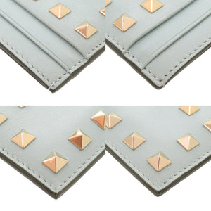 ヴァレンティノ ガラヴァーニ ロックスタッズ レザー ブルー カードケース 0604【中古】Valentino Garavani