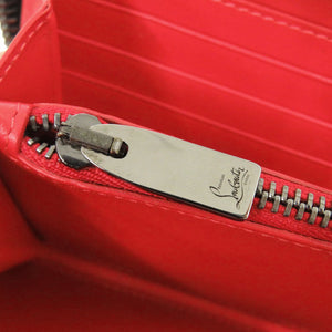 美品 クリスチャンルブタン ラウンドファスナー パネトーネ スタッズ レザー グレー 長財布 0613【中古】Christian Louboutin