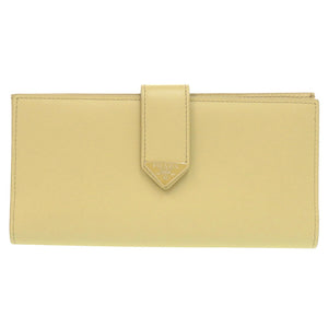 美品 プラダ 1MV025 トライアングルロゴ レザー イエロー 長財布 0615【中古】PRADA
