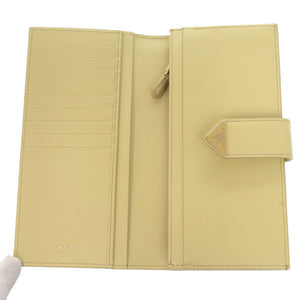 美品 プラダ 1MV025 トライアングルロゴ レザー イエロー 長財布 0615【中古】PRADA