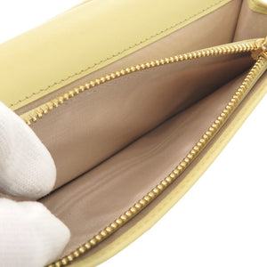 美品 プラダ 1MV025 トライアングルロゴ レザー イエロー 長財布 0615【中古】PRADA