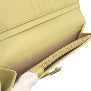 美品 プラダ 1MV025 トライアングルロゴ レザー イエロー 長財布 0615【中古】PRADA
