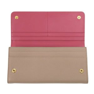 新品同様 プラダ ダイノカラー 1MH132 ヴィッテロ グレイン レザー ベージュ ピンク 長財布 0616【中古】PRADA