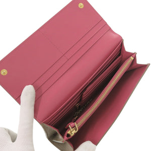 新品同様 プラダ ダイノカラー 1MH132 ヴィッテロ グレイン レザー ベージュ ピンク 長財布 0616【中古】PRADA