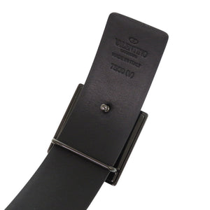新品同様 ヴァレンティノ ガラヴァーニ ロックスタッズバックル レザー ブラック 黒 ベルト 0617【中古】Valentino Garavani