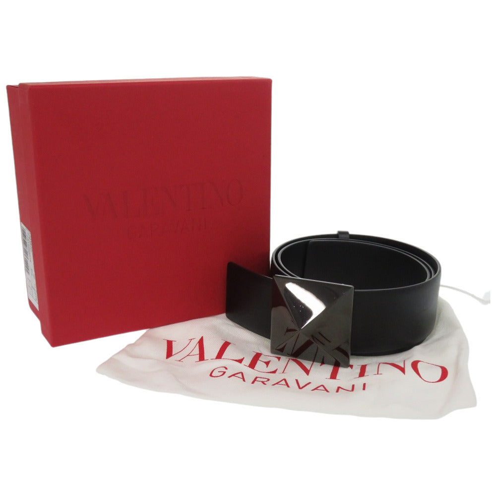 新品同様 ヴァレンティノ ガラヴァーニ ロックスタッズバックル レザー ブラック 黒 ベルト 0617【中古】Valentino Garavani