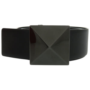 新品同様 ヴァレンティノ ガラヴァーニ ロックスタッズバックル レザー ブラック 黒 ベルト 0617【中古】Valentino Garavani