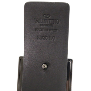 新品同様 ヴァレンティノ ガラヴァーニ ロックスタッズバックル レザー ブラック 黒 ベルト 0617【中古】Valentino Garavani