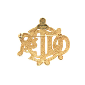クリスチャンディオール エンブレム メタル ゴールド ブローチ 0637【中古】Christian Dior